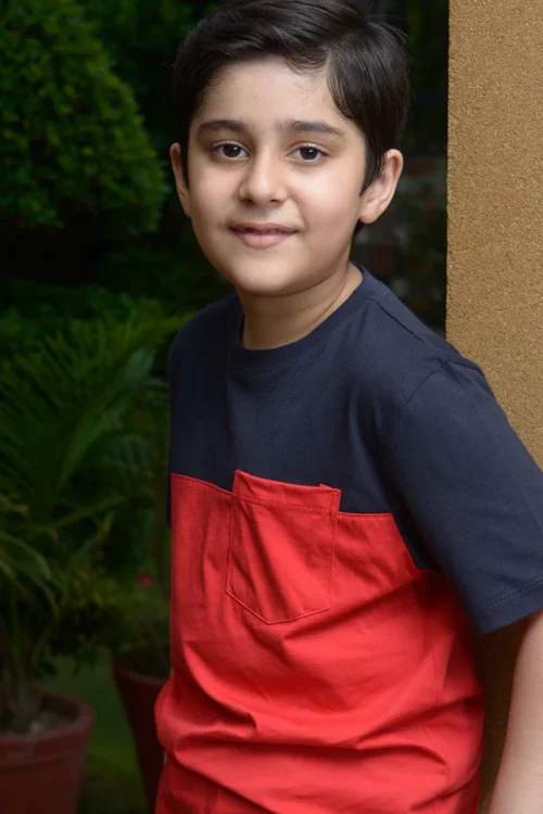 Red Panel T-Shirt – Dual Tone Casual Tee for Boys