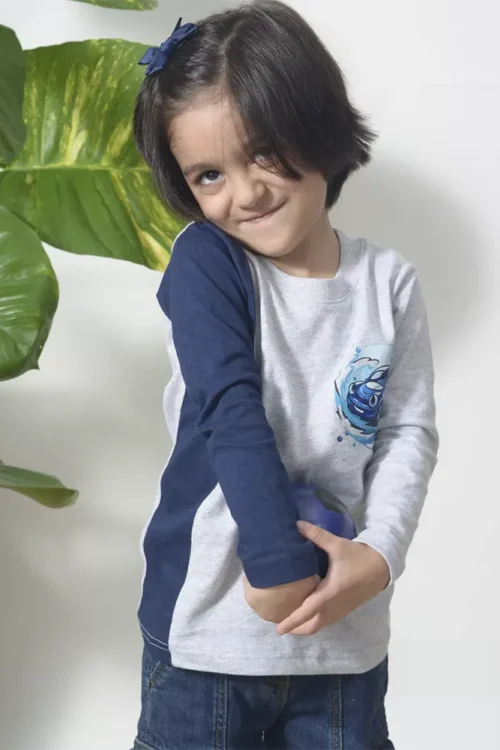 Kids Grey & Blue Car Print T-Shirt | Comfortable Single Jersey Wear (3–6 Years)