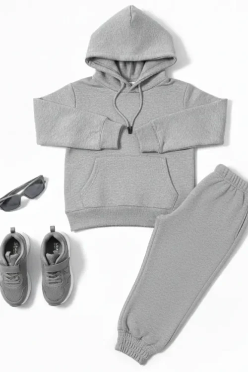Heather Grey Kids Hoodie & Trouser Set | Cozy Winter Wear for Kids (3–12 Years)