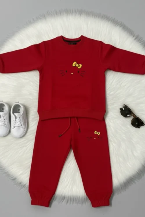 Kids Printed Winter Sweatshirt & Trouser Set – Real Red